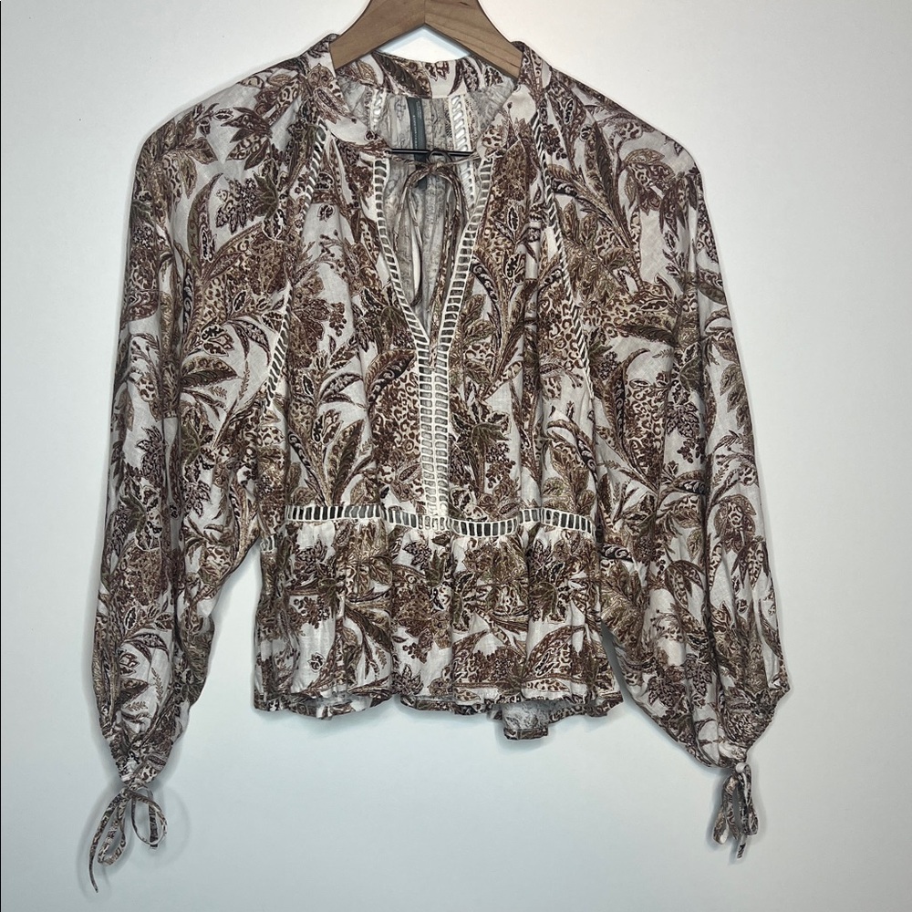 Anthropologie linen long sleeve blouse Medium